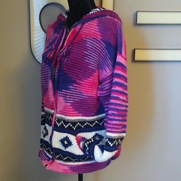 Tribal Wool Hoodie Sweater - Picture 4 of 13